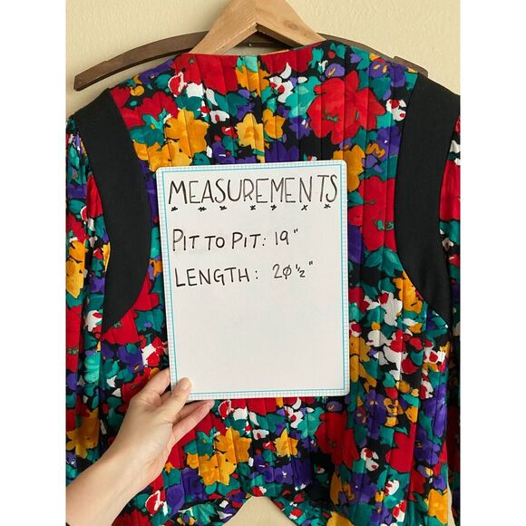 VTG Executive by Brenner size 9/10 Floral Quilt Vest Top 3/4 Sleeves 90s Retro - Picture 5 of 5